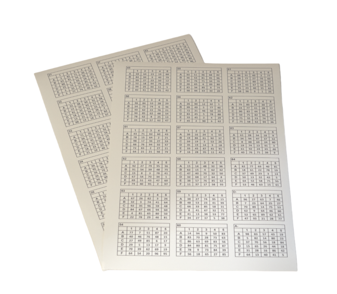 Planche de 36 tableaux codes à coller - Orientsport