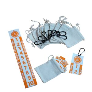Ensemble tickets, mousquetons, sachets